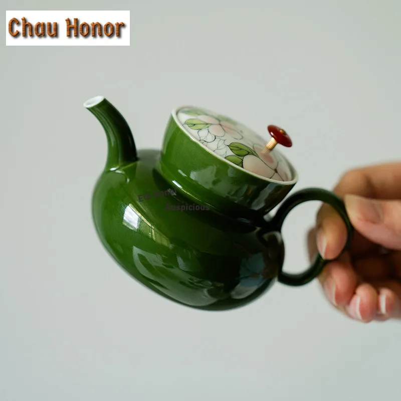 Hand-painted Camellias Flower Mouth Tea Set Complete Set Elegant Tea Ceremony Set Teapot and Tea Cup Set Tableware Collection