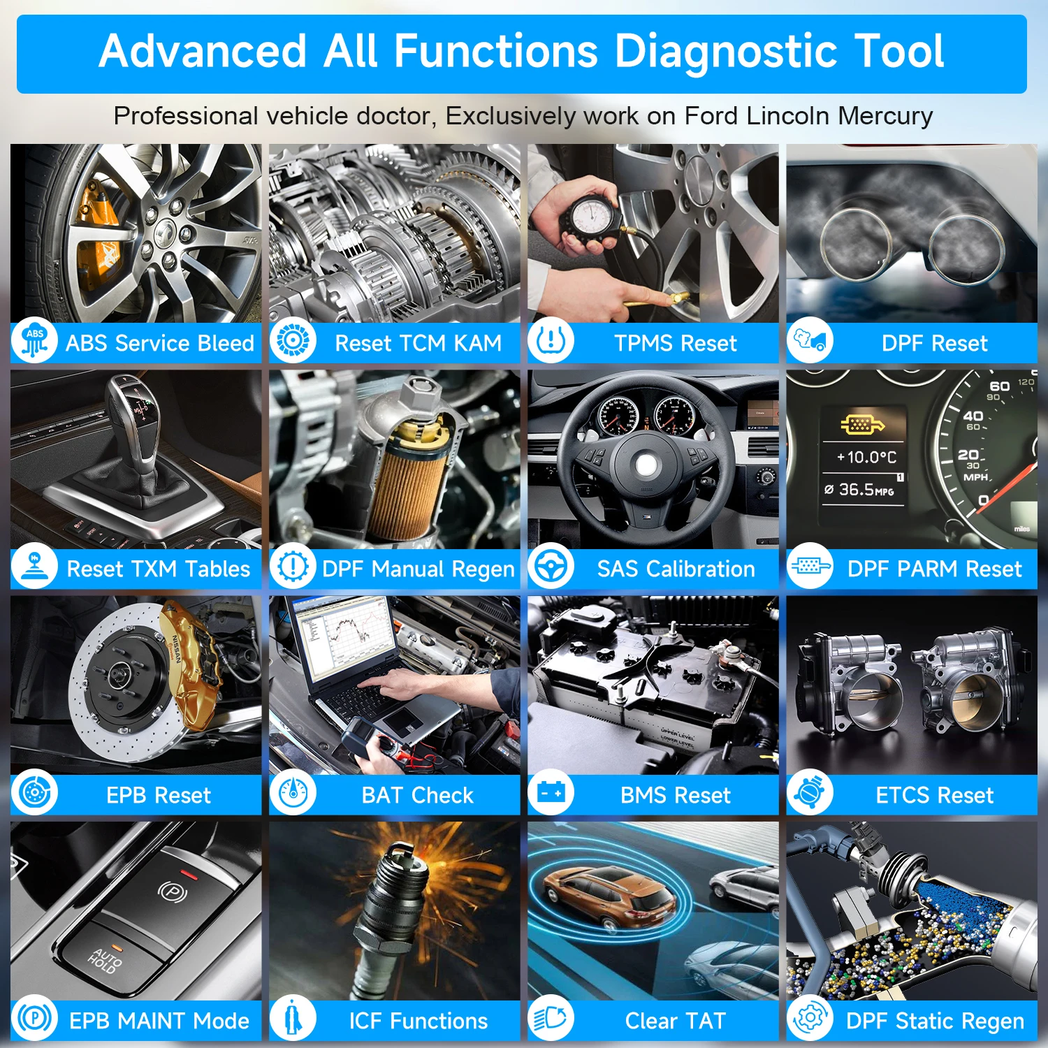 Autophix 7150 Fit For Ford OBD2 Scanner Full System Code Reader ABS SRS TPMS ETC D.PF Reset Diagnostic Tool Multilingual 3