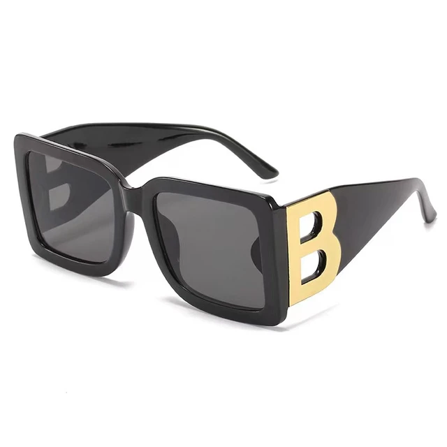 Onrtry Oversized Square Letter B Sunglasses for Women Men Fashion Black Thick Frame Large Sun Glasses