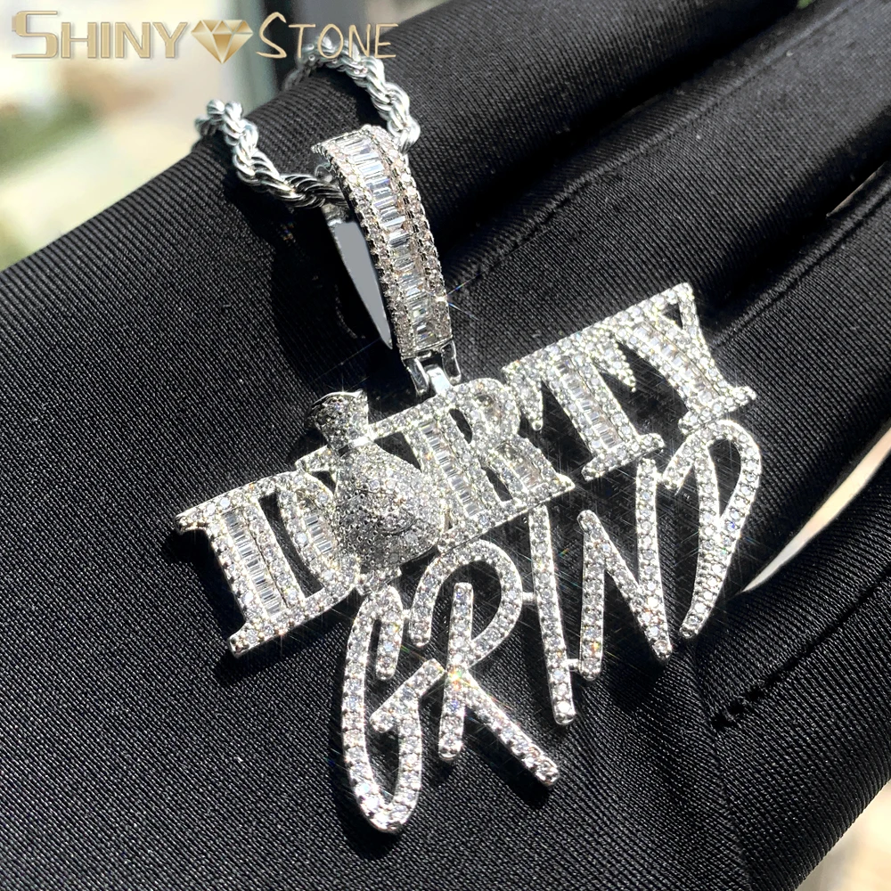 

Iced Out Micro Pave Bling Cz Letter Charm Necklace Pendant for Men Boy Hip Hop Jewelry