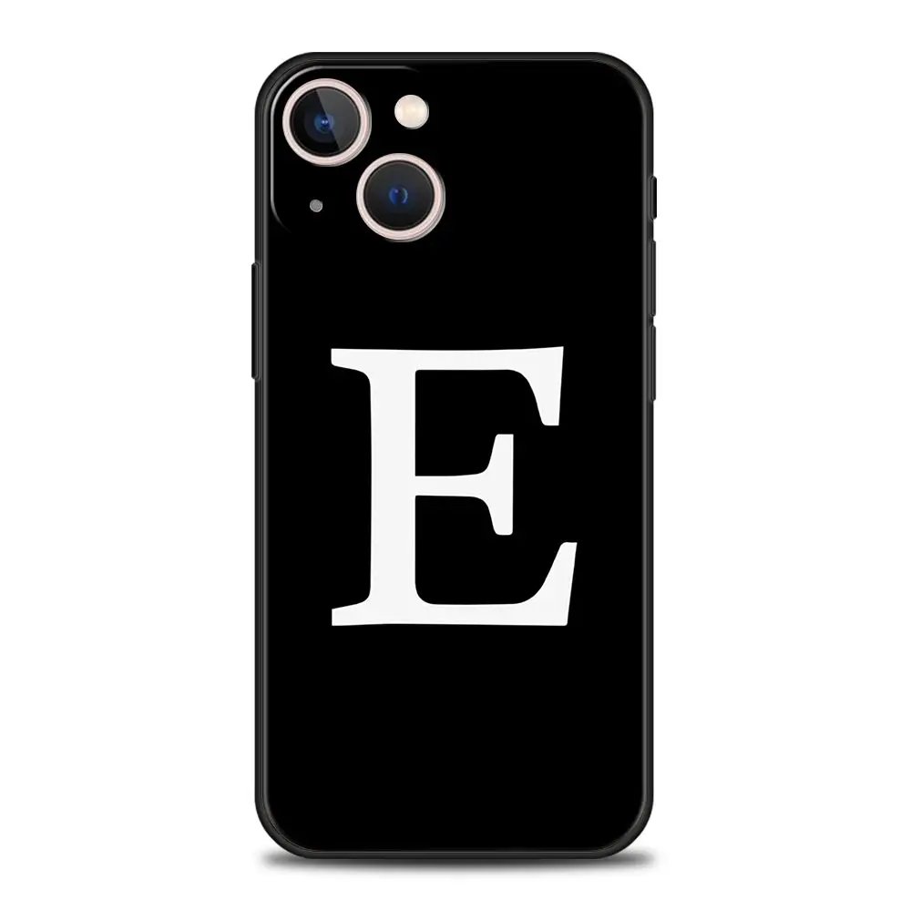 Elegant Customizable Initial Letter Black Phone Case - Luxury Fashion Cover