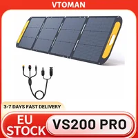 Panneau solaire pliable VTOMAN VS200 PRO 200W, cellules monocristallines à haute efficacité 23%, surface ETFE étanche IP67, support réglable, connecteur MC4 pour stations d'alimentation portables, conception ultra-portable et pliable pour une utilisation nomade, réglable 1