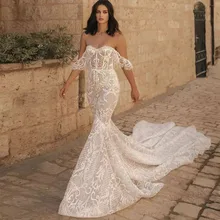

Sevintage Luxury Mermaid Wedding Dresses Lace Appliques Off the shoulder Sweetheart Bridal Dress Beach Bride Gowns Plus Size