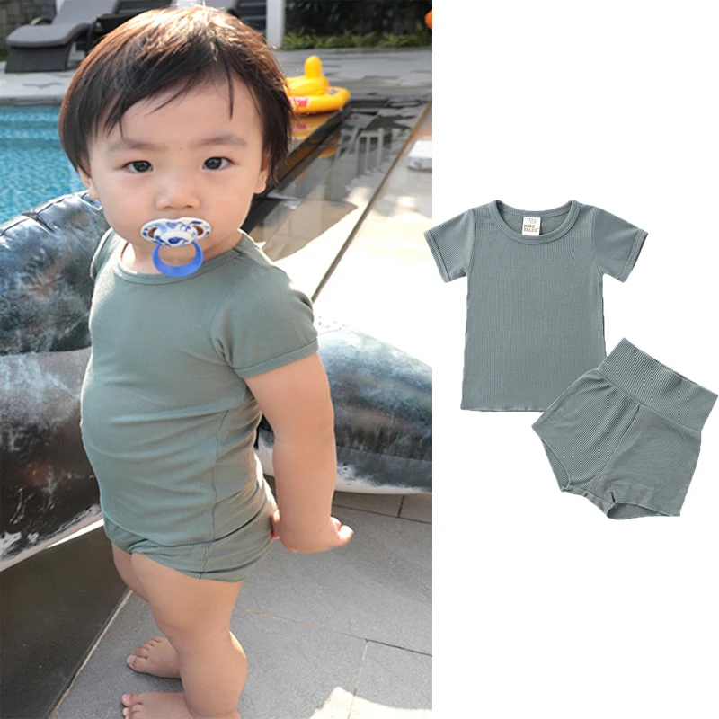 Summer Baby Girl Clothes Sets For Newborns Children's Shorts Sleeve Top+Shorts Suit For Boy Bodysuit Kids Outfits Infant Costume 2