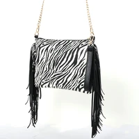 PU Leather Crossbody Bags Women Luxury Zebra Print Patchwork Shoulder Handbags Designer Tassels Wristlet Clutch Wallet Dom