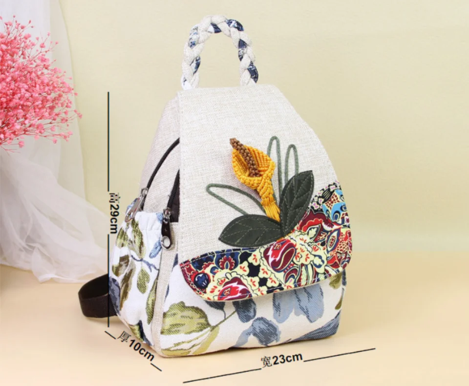 Mochilas suaves y ligeras de lino y algodón para mujer, bolsas de