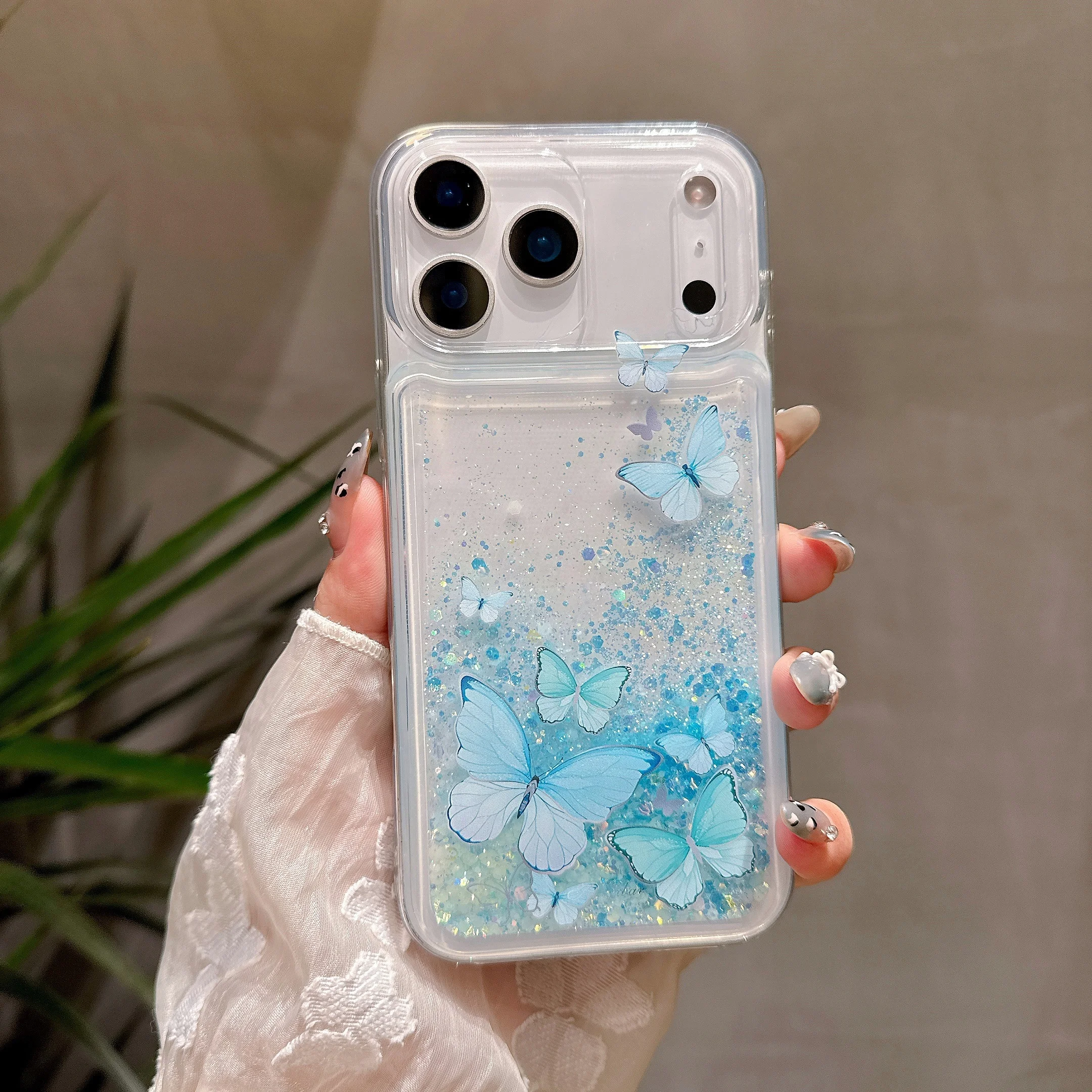 Noctilucent Quicksand Glitter Flowers Phone Case with Bling Diamond Epoxy Cover