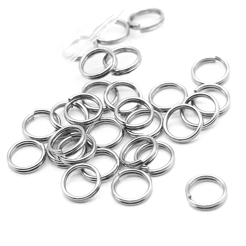 Anéis de divisão de salto em aço inoxidável, conectores de corrente chave para carro, Cute Keychain Gifts, Men's DIY Accessories, 6mm, 8mm, 10mm, 12mm, 15mm, 100 Pcs/Lot