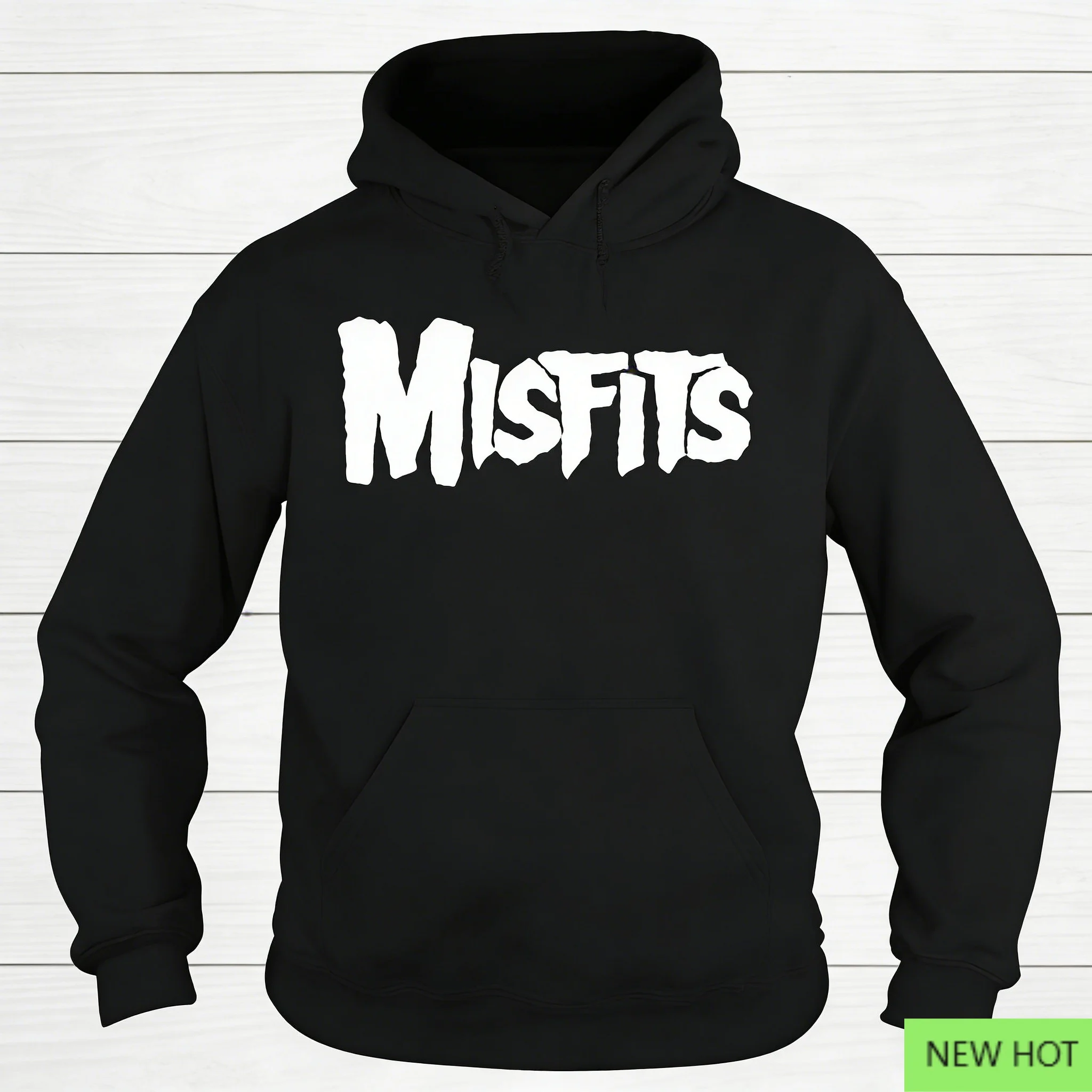Misfits moletom com capuz clássico logotipo gráfico preto branco estampado casual unissex streetwear para fãs do punk de terror