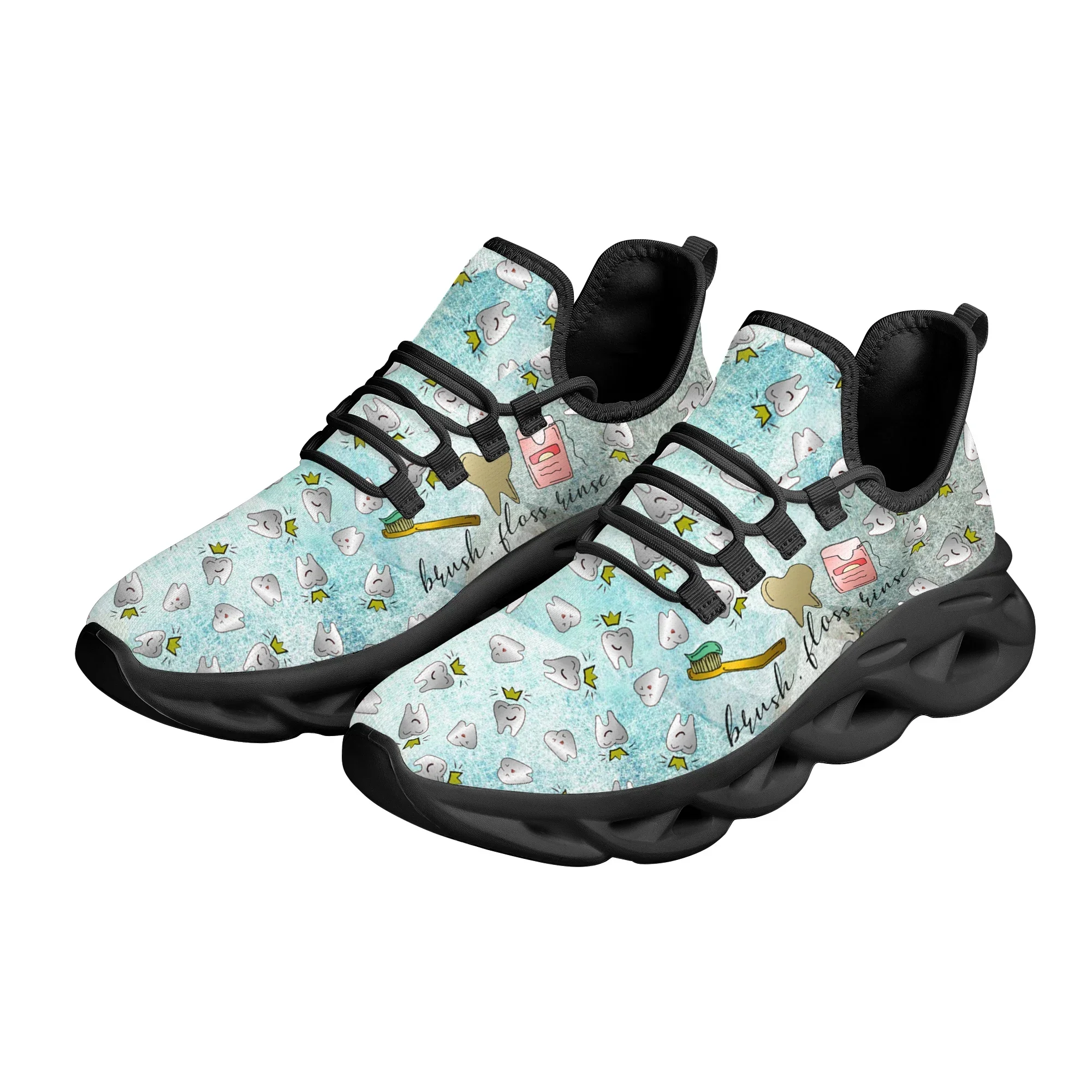 Fashion Shock Absorbing Women Nursing Shoes Cartoon Teeth Toothbrush Design Flat Sneakers Protect Teeth Running Shoes