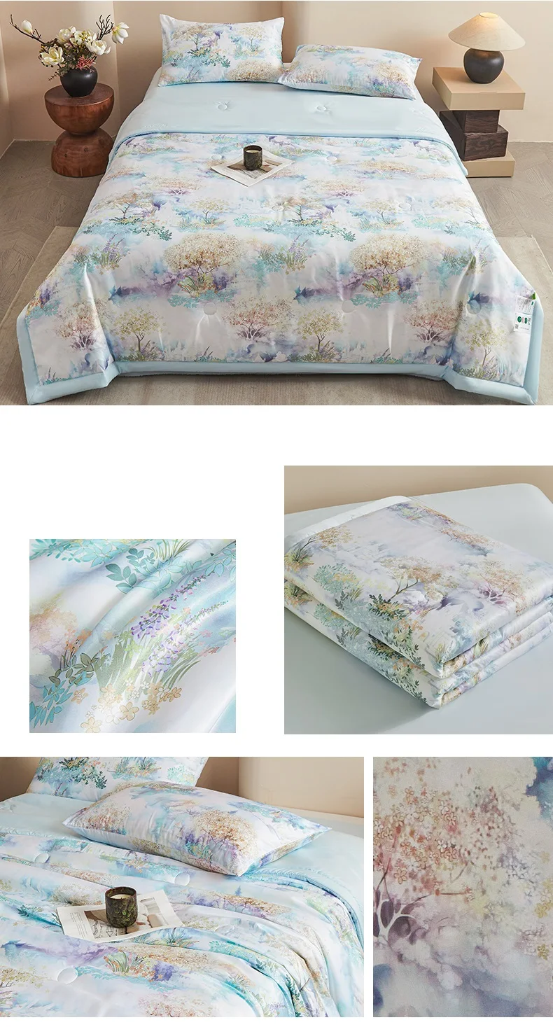 1pc Skin-friendly Quilts Soft Duvet Single/Double/Queen Size Comforter Quilted Blanket Home Bedspread 여름이불 (No Pillowcase)