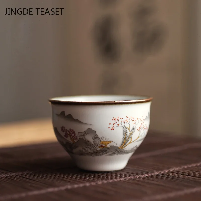 Chinese Ru Kiln Crockery Tea Cups ChaZhan Anti Scaling Retro Teacup Ceramic Multicolor Master Personal Single Cup Drinkware tea cup