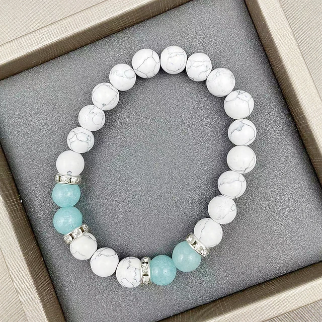 White Turquoise with Natural Turquoise Bead, Men's Bracelets