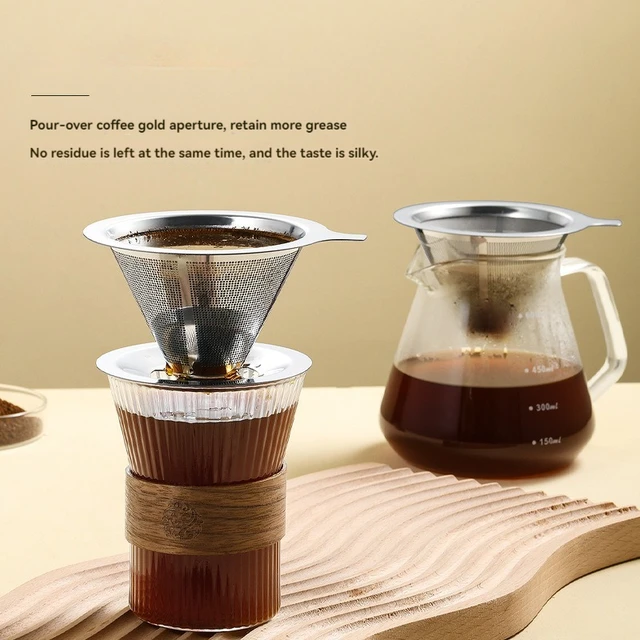 Double Layer Coffee Filter 304 Stainless Steel Reusable Holder Pour Over Coffees Dripper Mesh Coffee Filter Coffee Accessories