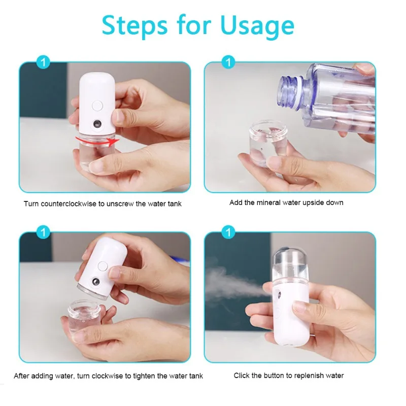 Facial Steamer USB Rechargeable Skin Moisturizing Nano Facial Sprayer Water Hydrator Face Humidifier Beauty Skin Care