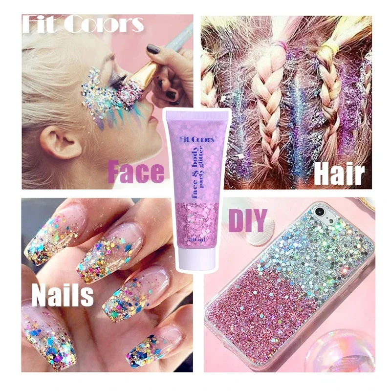 Eye Sequins Gel Mermaid Scale Face Body Lip Sequins Glitter Powder Eye Shadow Bright Polarized Dance Nail Decoration Makeup 50ML 5