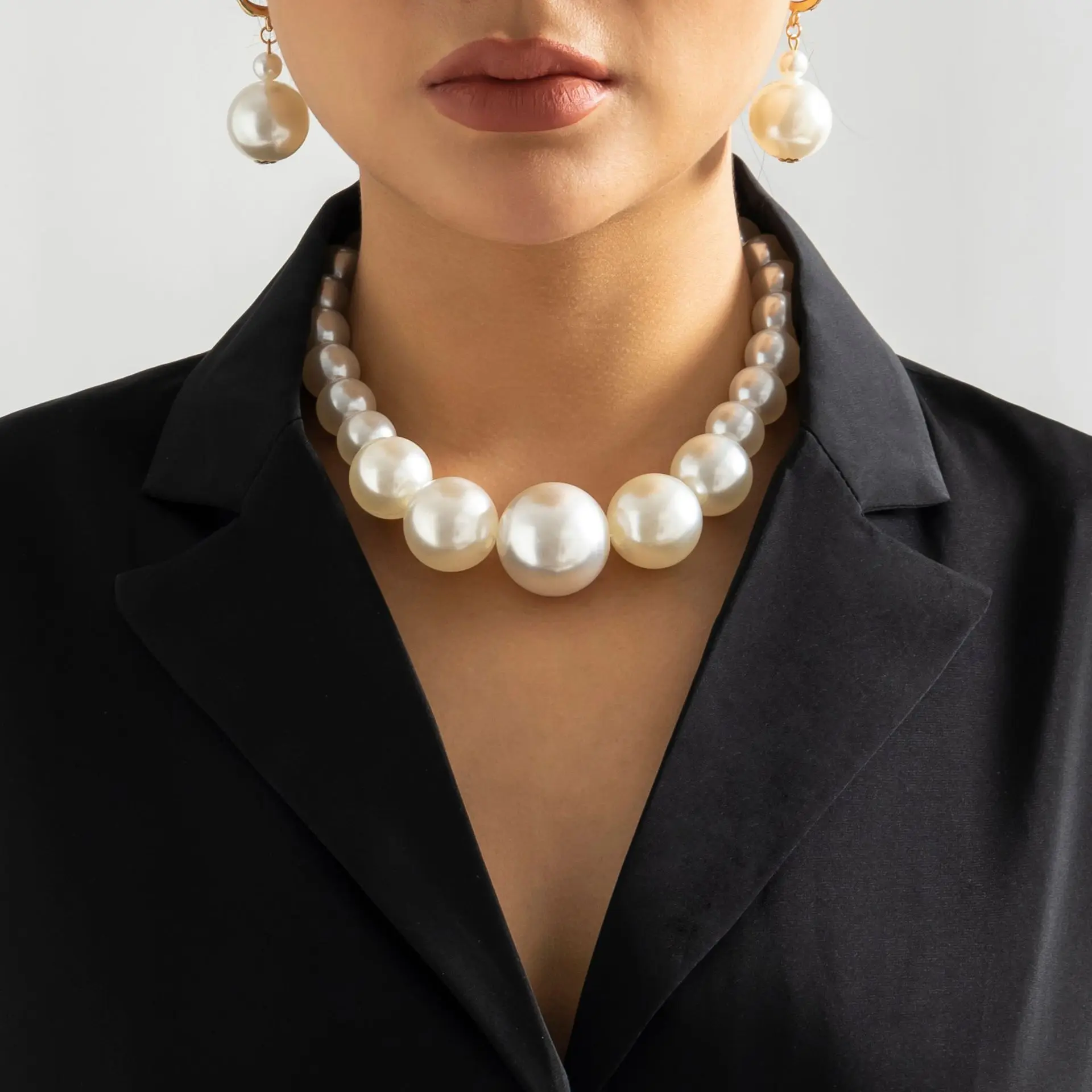 Women Jewelry DIEZI Elegant Big Imitation Pearl Choker Necklace for Fashion Girls Gift