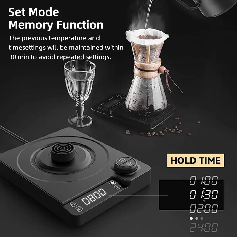Description Picture 4 of itemGooseneck Electric Kettle Auto Shut-Off Black 1200 W Temperature Control Rapid Heating With LED Display 304 Stainless Steeel
