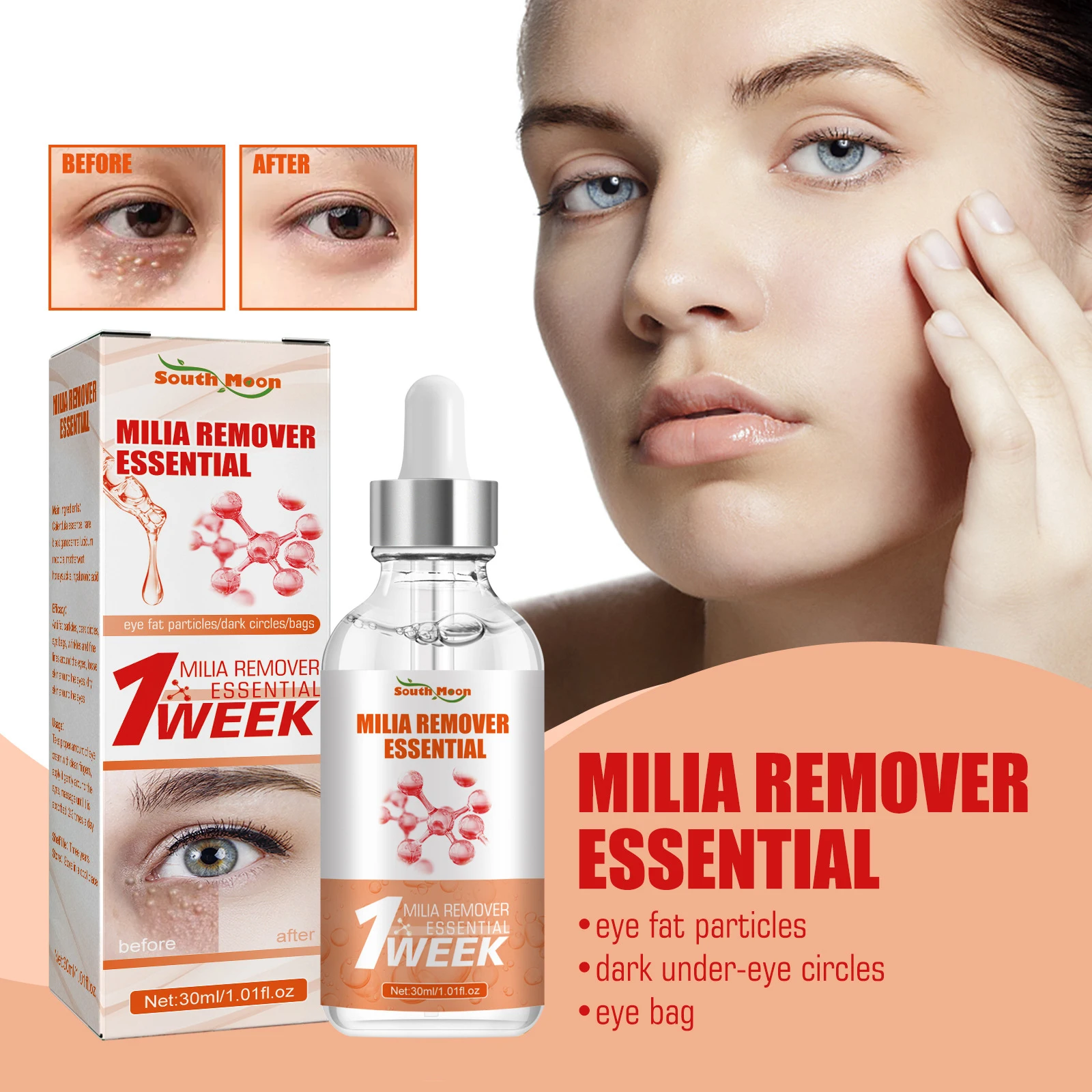

Milia Remover Essential Eye Serum Effective Removes Fat Granules eye Bags Anti-Particles Puffiness Improve Dark Cicle 30ml