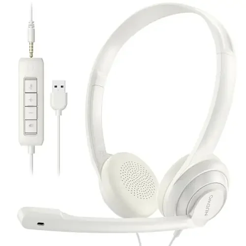 NUBWO USB Noise-Cancelling Comfort On-Ear Wired Office Headset with Mic