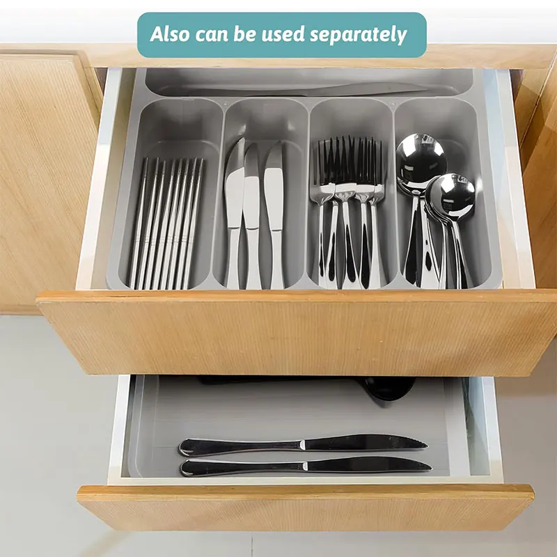 Cutlery Organizer Expandable Adjustable Kitchen Utensil Tray 6 Compartment Flatware Storage Divider