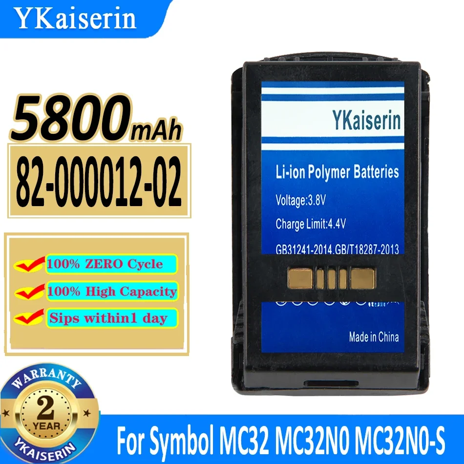 

5800mAh YKaiserin Battery 82-000012-02 For Symbol MC32N0-S MC32N0-G BTRY-MC32-52MA-01 MC32 MC32N0 Barcode Scanner Bateria