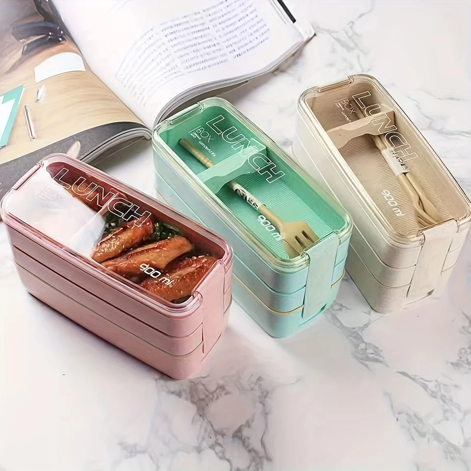 Boîte Repas Bento En Acier Inoxydable 304 - 3 Compartiments Hermétiques - Pour école, Travail, Pique-nique