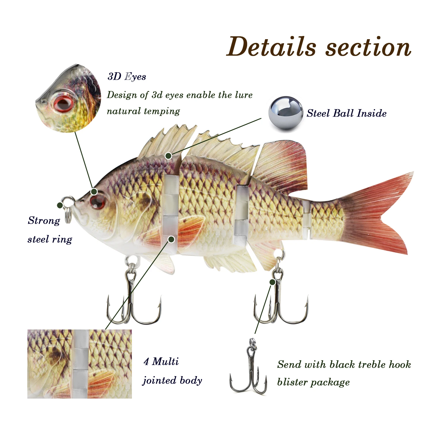 ODS Swimbait 150mm 49g Fishing lure Hard Jointed Bass Fishing Lures Swimbait brush Tail bass