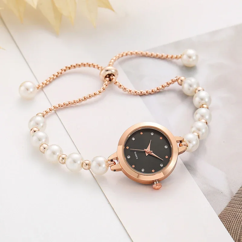 Original Luxury Watch for Women Fashion Design Pearl Bracelet Strap Watches Ladies Elegant Wristwatches 3