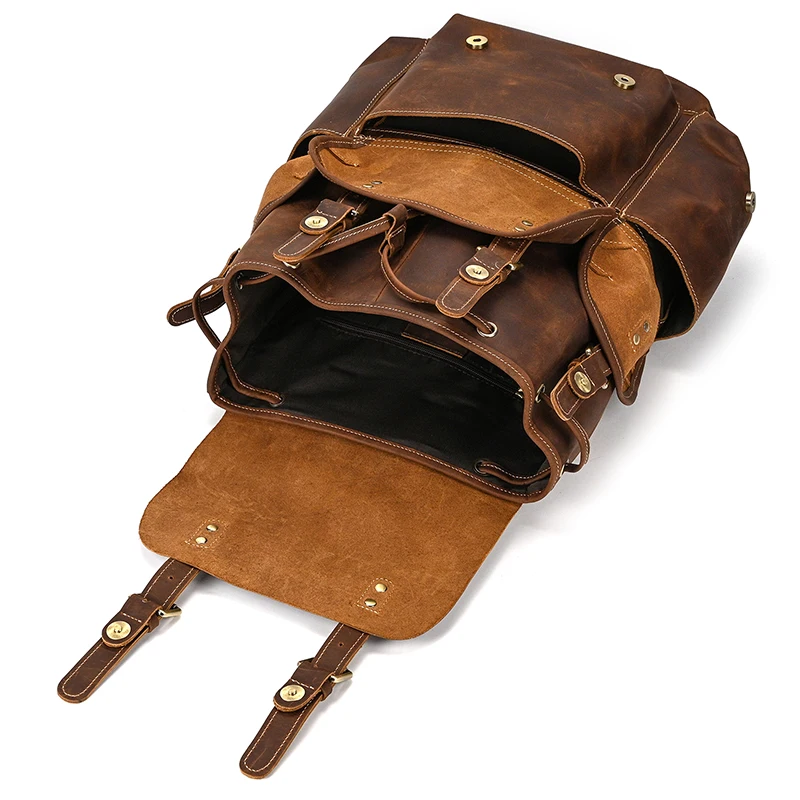 Leather Backpack Travel Pioneer™ - Dark Brown