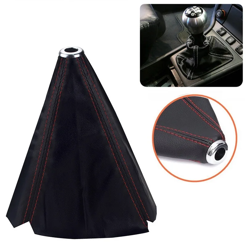 

16mm Universal PU Leather Car Gear Shift Collars Carbon Fiber Auto Car Manual Stick Shifter Knob Gear Shift Boot Cover Gaiter