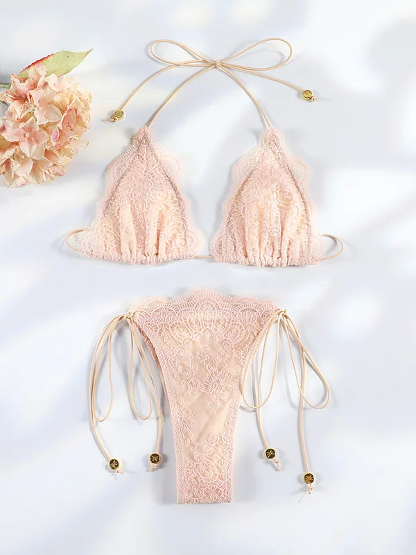 Sexy Hollow Lace Bikinis Patchwork Swimsuit Women Bathing