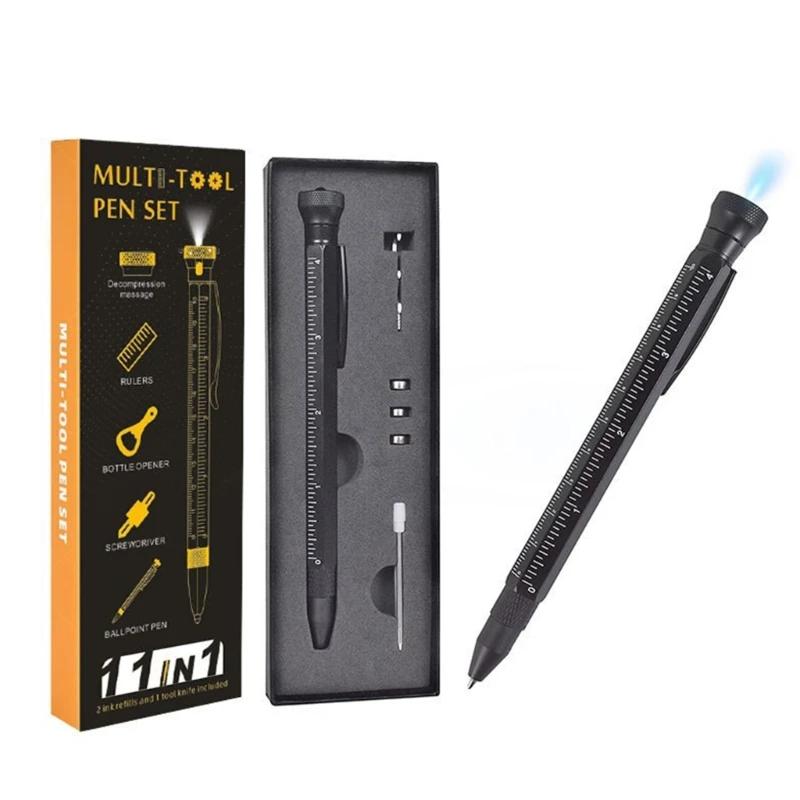 

12 in 1 Multifunctional Ballpoint Pen Gift for Men, 12 in 1 Multi-functional Tool Pen Gadgets Christmas Stocking Fillers
