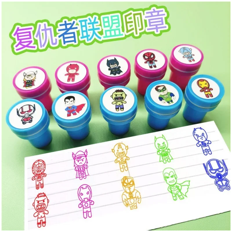 

Marvel The Avengers Spiderman Captain America Iron Man Hulk Thor Boys and Girls Reward Stamp Toy Cute Cartoon Washable Stamp