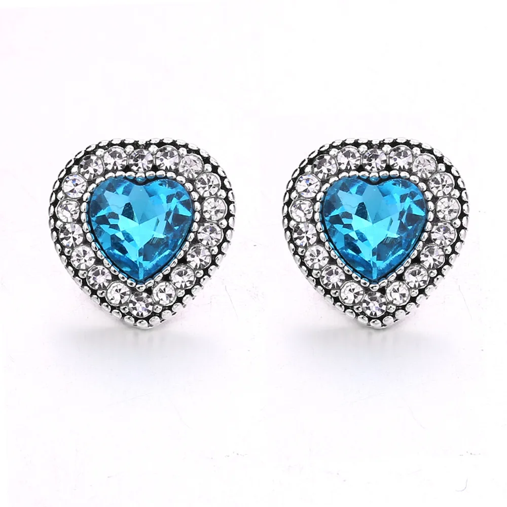 30pcs 12mm Snap Button Jewelry Charms Bracelets Crystal Heart 12mm Snap Buttons for Earrings Bracelet