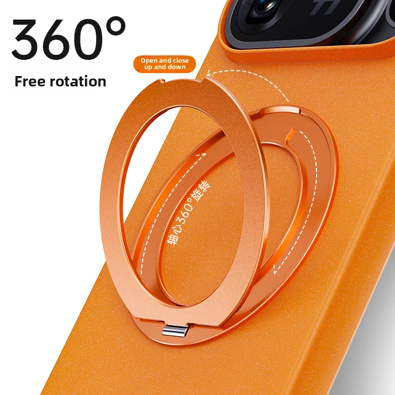 Magsafe Magnetic Swivel Stand Case with Rock Sand Texture and Frosted Acrylic Cover - Shockproof Protection
