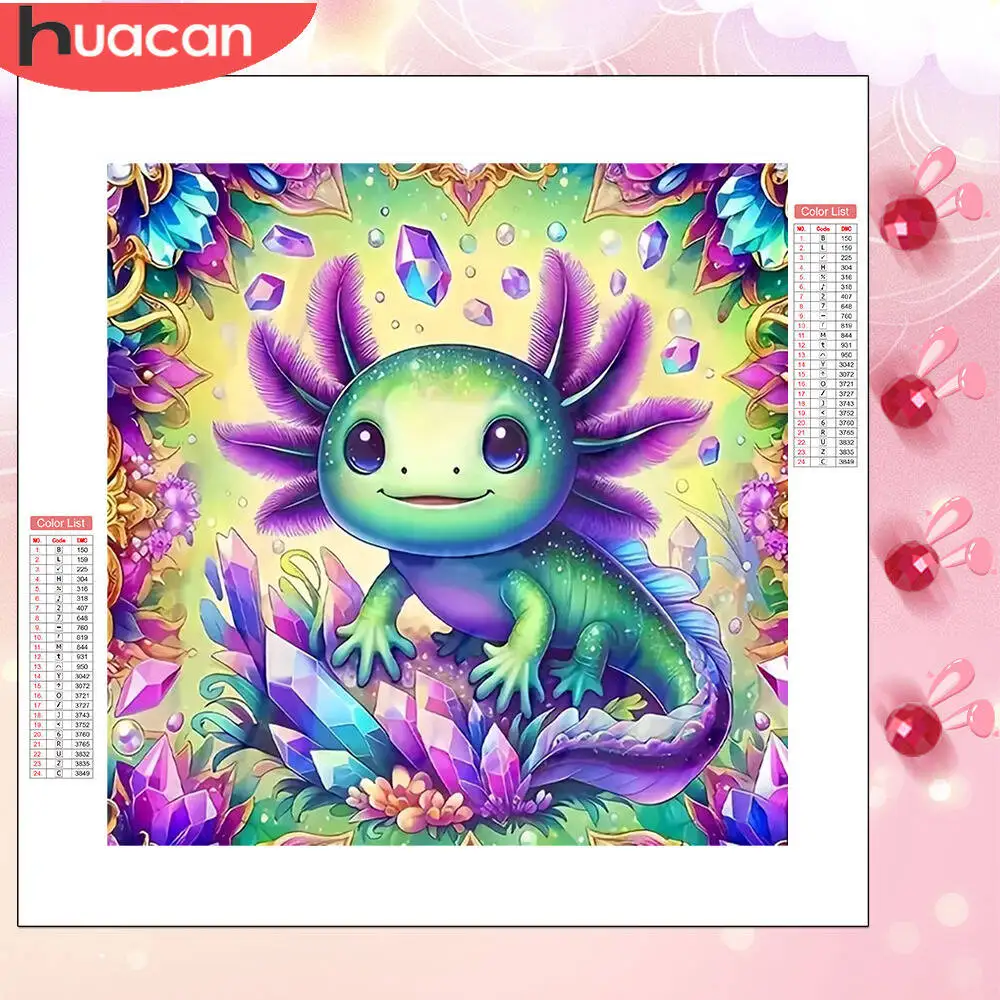 Diamond Painting Diamond Art Painting Kit Diamond Painting Set HUACAN 5D Diamond Mosaic Axolotl Cartoon Diamond Painting Castle Embroidery Animal Home Decoration Holiday Gifts