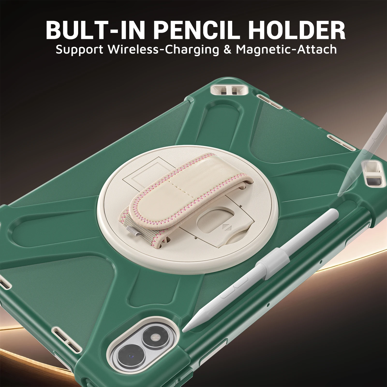 Rotating Armor Tablet Case with Kids Wristband Stand