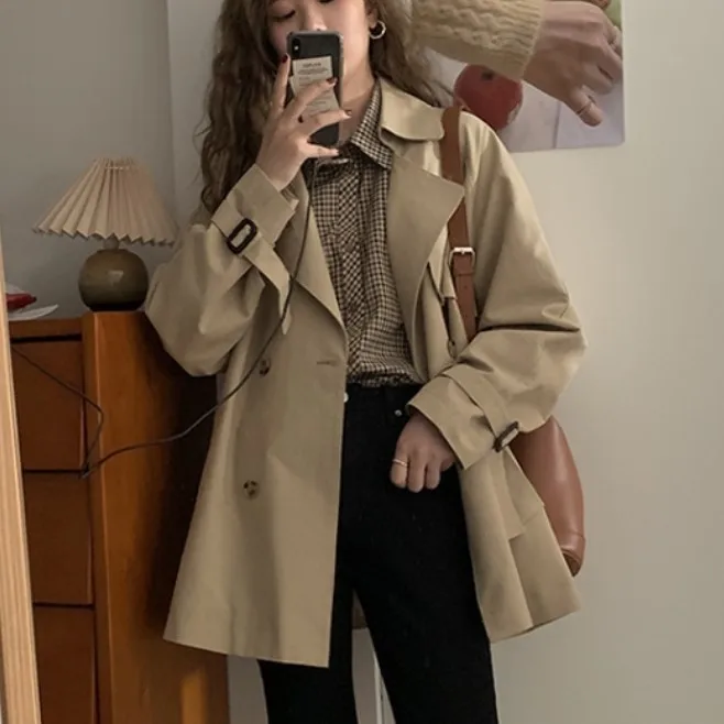 

Autumn 2023 New Trench Coat Female Short British Style Fashion Temperament