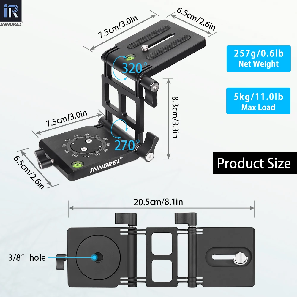 INNOREL ZH7 Z Flex Tilt Tripod Head Aluminum Flexible Panoramic Folding Z Type Head Adjustment Knob for Canon Nikon Sony tripod ball head camera panoramic head