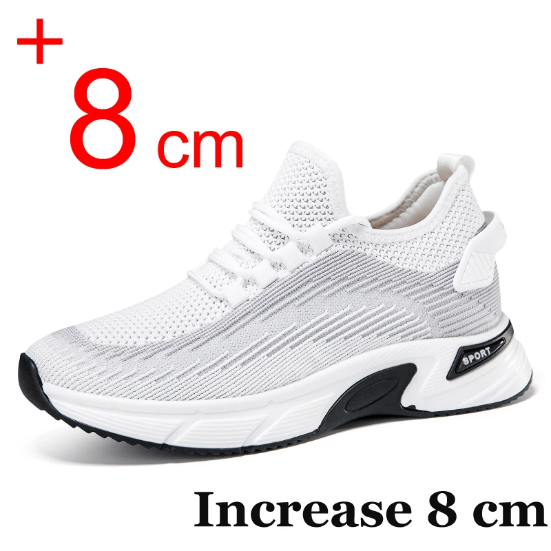 Summer Men Sneakers 8CM Elevator Shoes Hidden Height Increasing Shoes For Men 6CM Casual Sport Heightening Tenis Masculino
