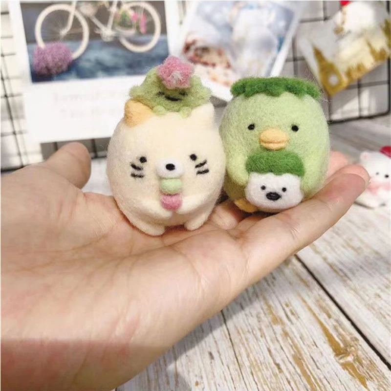 YOMICO Japanese Animation Sumikko Gurashi Plushie Toys Wool Felt Kit Needlework Gift Handmade Sewing Materials Accessories