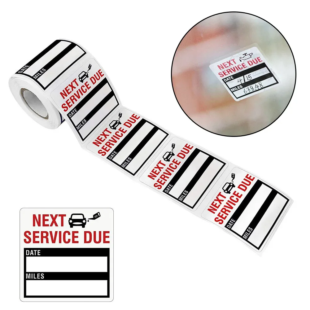 300pcs/roll Oil Change Maintenance Service Reminder Stickers Window Sticker Adhesive Labels Car Sticker "NEXT SERVICE DUE"