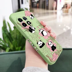 Floral Panda Liquid Silicone Phone Case for OnePlus 8T (Light Green)