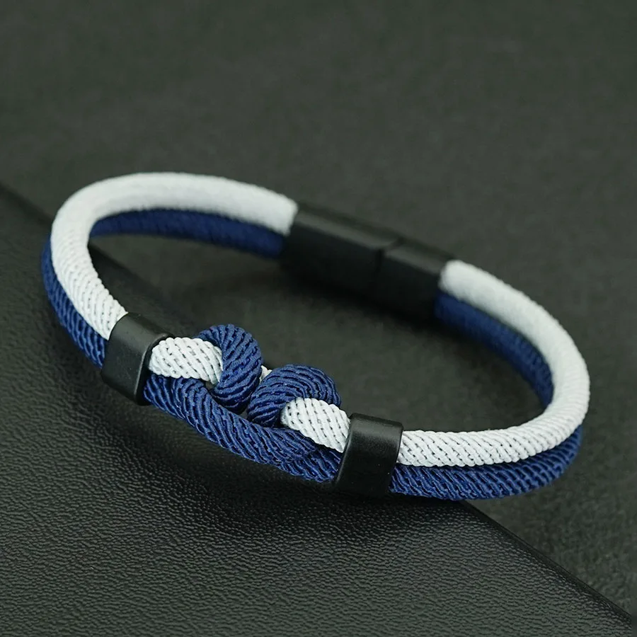 Neues modisches Farbblock-Kordelarmband für Männer, ausgewähltes hochwertiges 4-mm-Seil, handgefertigtes WuKong-Knoten-Armband, 4 Farboptionen – Detail 9
