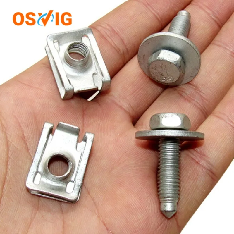 1SET 5pcs NO# A0049941845 + 5pcs OE# N000000001410 Connect Body Screw with Washer & U-Nut-for Mercedes-Benz