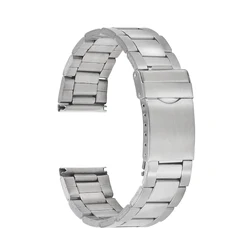Elegant Stainless Steel Watch Band Bracelet - Adjustable Metal Wristband Replacement Strap with Tool - 18mm (Silver)