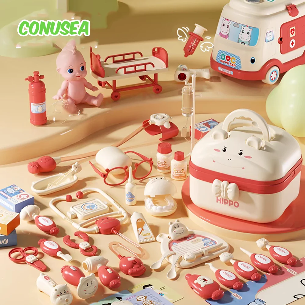 

Nurse Hospital Play Kids Doctor Set 37-72Pcs Kits Medical Tool Bag Dentist Bag Games Kid's Toys for Girls Boys Children Gifts