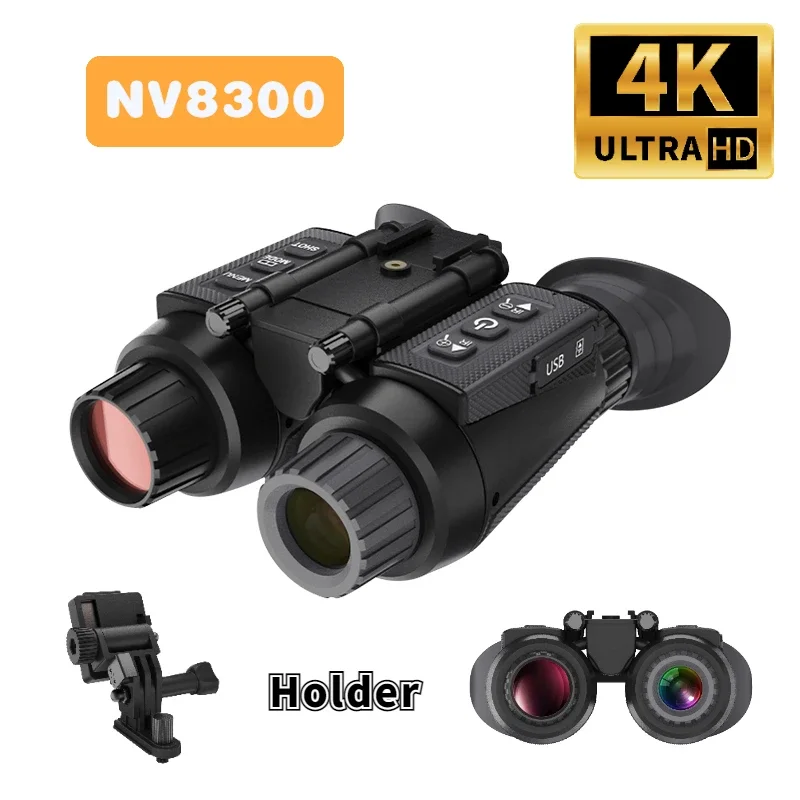 NV8300 Night Vision Binoculars 8X Digital Zoom 3D Built-in Dual Screen 1.4'' 4K UHD 36MP 3D Professional Binocular Telescope