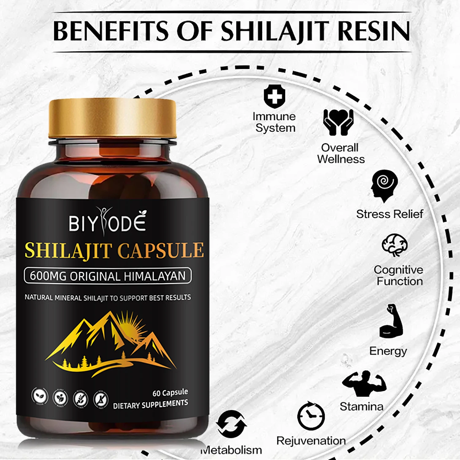 Original Himalayan Shilajit Capsules Pure Gold 600mg Shilajit For Men Natural Mineral To Support Best Results